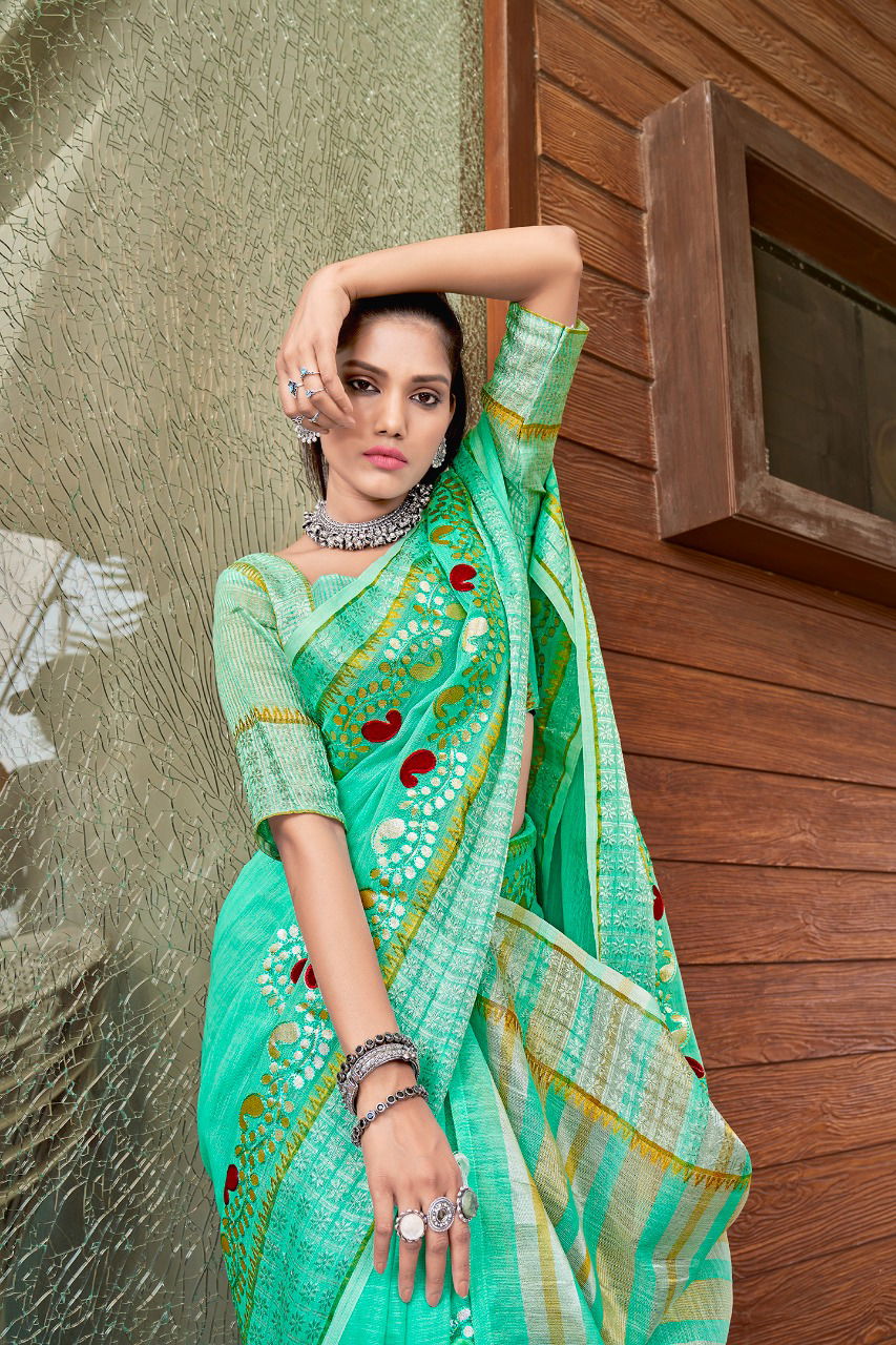 Rajyog Andaz  Latest Fancy Festive Wear Designer Rich Look Exclusive Linen Silk Saree Collection